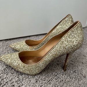 Badgley Mishka gold glitter heels sz 7